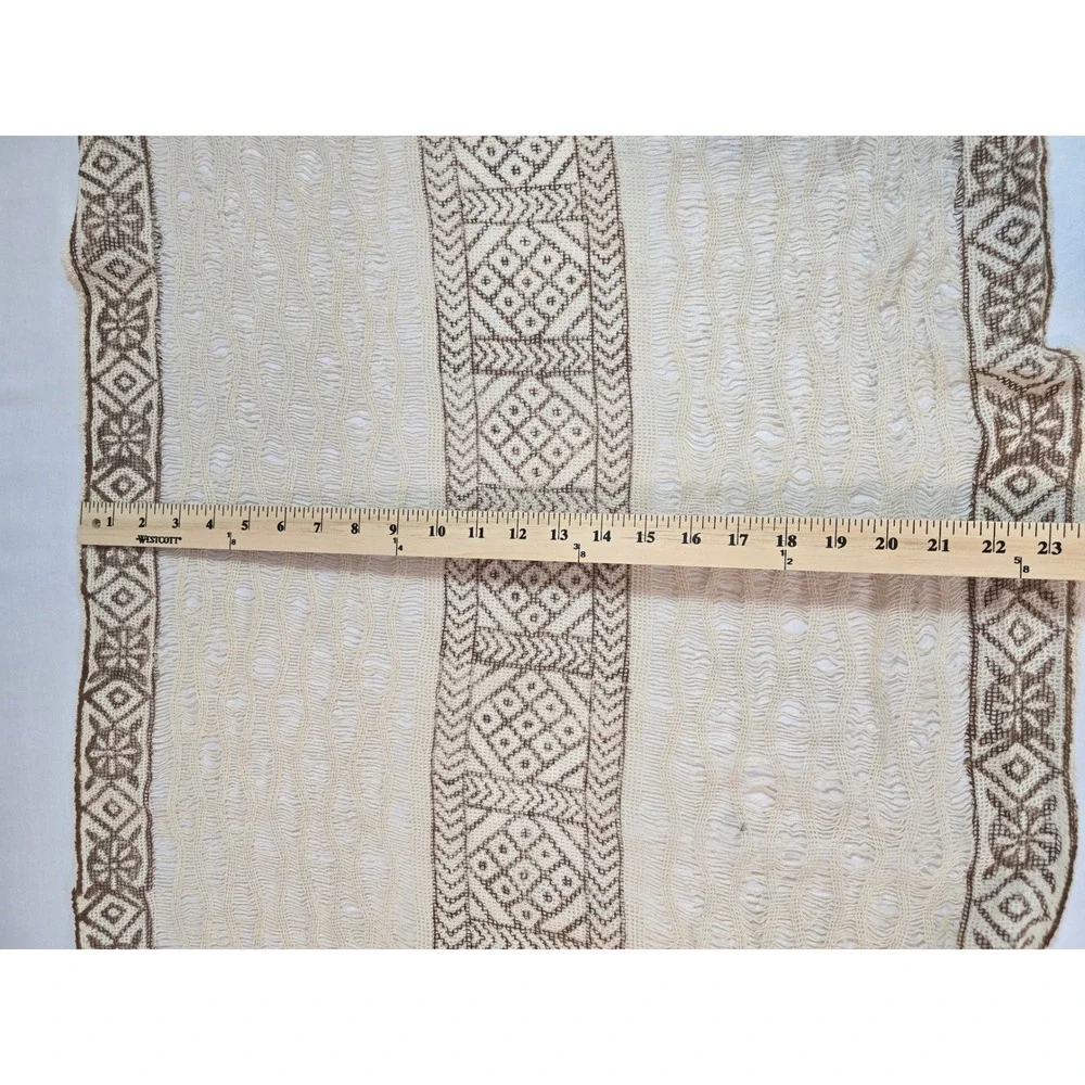 Nikky Women's‎ Cream Brown Geometric Print Open Weave Cotton Scarf Wrap New